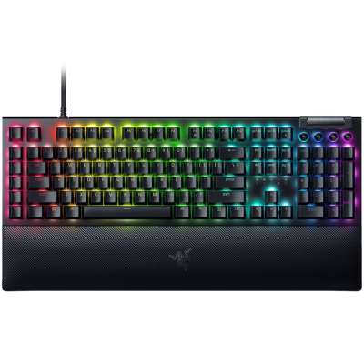 Razer BlackWidow V4 Pro Mechanical Gaming Keyboard, US Layout, Green Switch, Razer Chroma™ RGB, Command Dial, 8 Macro Keys, Lubricated Stabilizers, Media Keys, Magnetic Wrist Rest, USB Passthrough, Up to 8000 Hz Polling Rate, Detachable Type C Cable