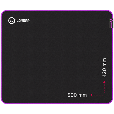 Lorgar Main 315, Gaming mouse pad, High-speed surface, Purple anti-slip rubber base, size: 500mm x 420mm x 3mm, weight 0.39kg