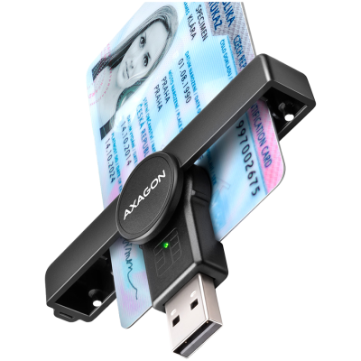 Axagon Foldable pocket USB-A contact Smart / ID card reader.
