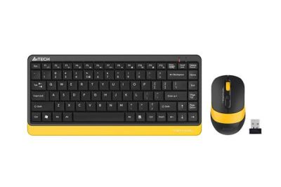Комплект клавиатура и мишка A4TECH Fstyler FG1110, Безжичен, Черен/Жълт