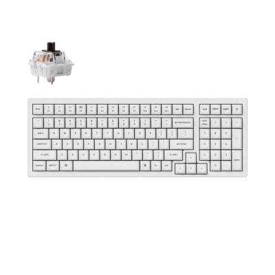 Mechanical Keyboard Keychron K4 Pro White Hot-Swappable Full-Size K Pro Brown Switch White LED