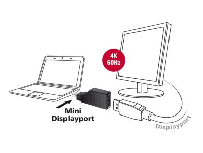 Delock Adapter mini DisplayPort 1.2 male > DisplayPort female 4K 90° turned black